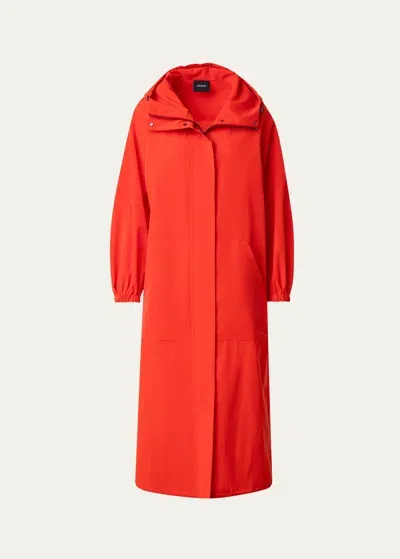 Akris Zachary Water-resistant Techno Taffeta Long Parka In Poppy