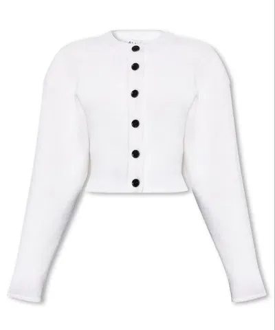 Alaïa Buttoned Crewneck Cropped Cardigan In White