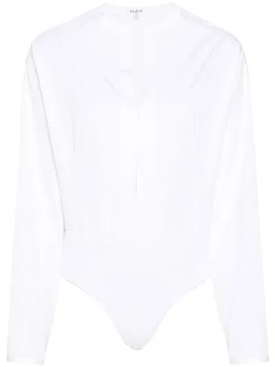 Alaïa Cotton Bodysuit Shirt In White