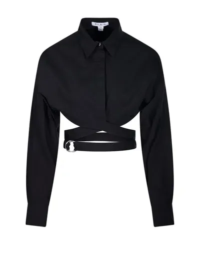 Alaïa Cross Over Poplin Shirt In Black