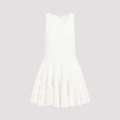 Alaïa White Skater Cotton Mini Dress