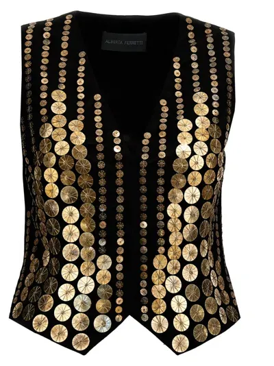 Alberta Ferretti Sequin Vest In Black