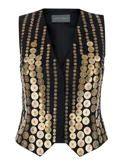 Alberta Ferretti Embroidered Gilet Look48 In Black