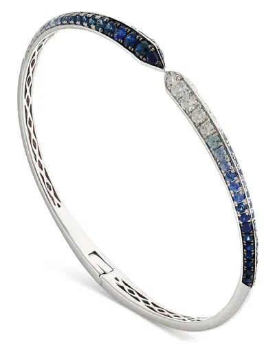 Alberto Milani 18k White Gold Via Fiori Scuri Diamond & Blue Sapphire Kiss Cuff Bracelet - Exclusive, Italy Campaig In Blue/white