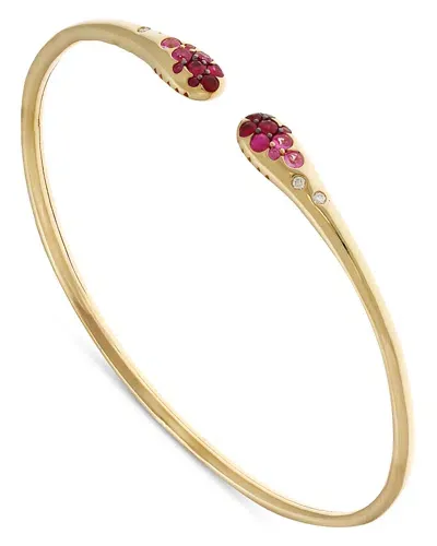 Alberto Milani 18k Yellow Gold Via Fiori Scuri Diamond & Pink Sapphire Cuff Bracelet - Exclusive, Italy Campaign In Pink/gold