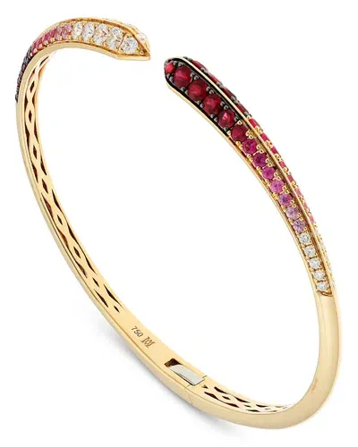 Alberto Milani 18k Yellow Gold Via Fiori Scuri Diamond & Pink Sapphire Kiss Cuff Bracelet - Exclusive, Italy Campai In Pink/gold