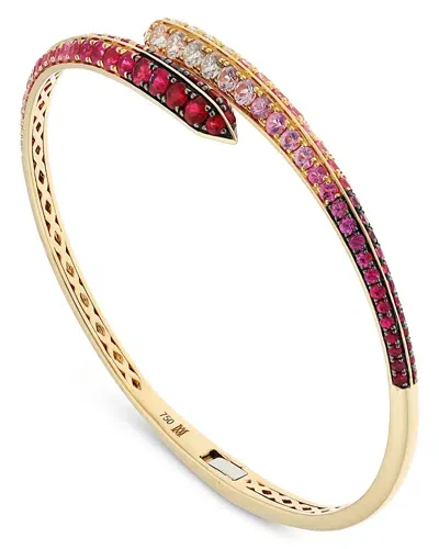 Alberto Milani 18k Yellow Gold Via Fiori Scuri Pink Sapphire & Diamond Ombre Bypass Bangle Bracelet - Exclusive, It In Pink/gold