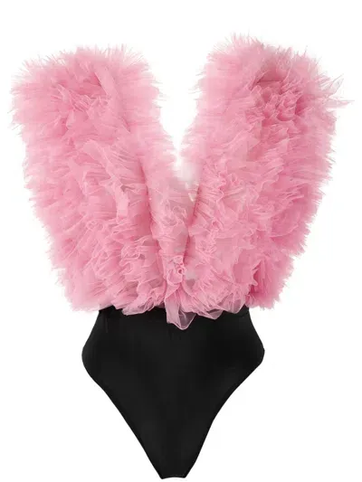 Alchemy X Lia Aram Ruffled Sleeveless Bodysuit In Pink