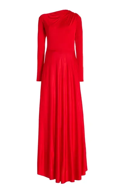 Alejandra Alonso Rojas Draped Jersey Gown In Red