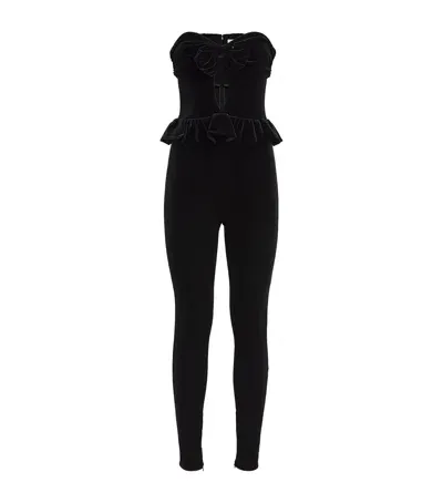 Alessandra Rich Velvet Bow-detail Jumpsuit In Black