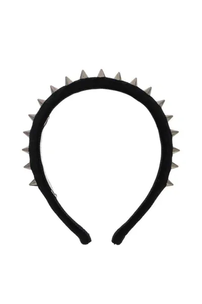 Alessandra Rich Velvet Headband With Spike In Nero