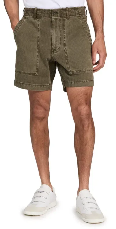 Alex Mill Field Short In Herringbone In Field Olive