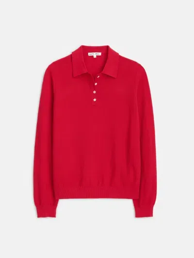 Alex Mill Alice Long Sleeve Polo In Red