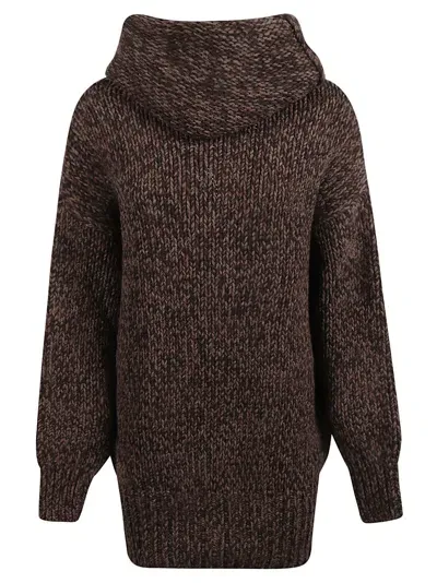 Alexander Mcqueen Hooded Knit Knitted Jumper In Brown