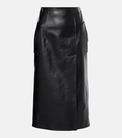 Alexander Mcqueen Leather Pencil Skirt In Black