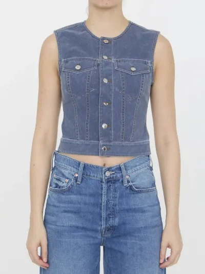 Alexander Wang Navy Denim Trompe-l'oeil Vest For Women In Blue