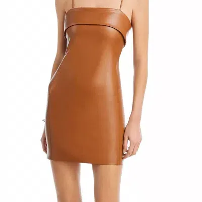 Alice And Olivia Kelly Faux Leather Mini Dress In Camel