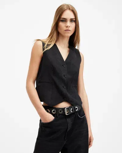 Allsaints Averie Ten Relaxed Fit Waistcoat In Black