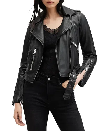 Allsaints Balfern Leather Biker Jacket In Black