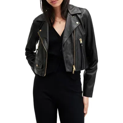 Allsaints Elora Biker Jacket In Black/gold