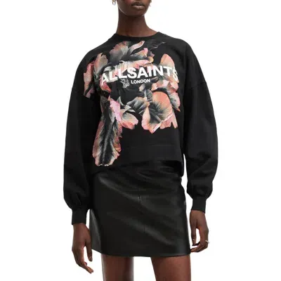 Allsaints Fleurir Lila Oversize Sweatshirt In Black