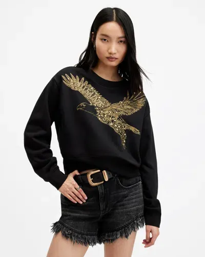 Allsaints Flite Separo Sequin Eagle Sweatshirt In Pink