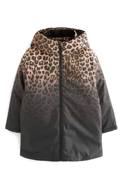 Allsaints Sm By  Kids' Leopard Mac Hooded Coat In Black