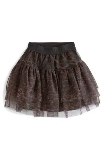 Allsaints Sm By  Kids' Leopard Print Tiered Tulle Skirt In Brown