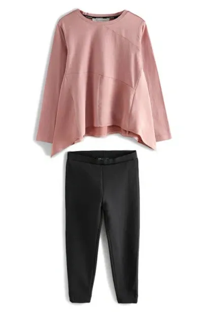 Allsaints Sm By  Kids' Zala Long Sleeve T-shirt & Leggings Set In Pink/black