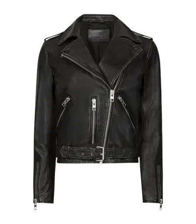 Allsaints Leather Balfern Biker Jacket In Black