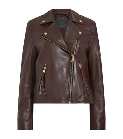 Allsaints Leather Dalby Biker Jacket In Red