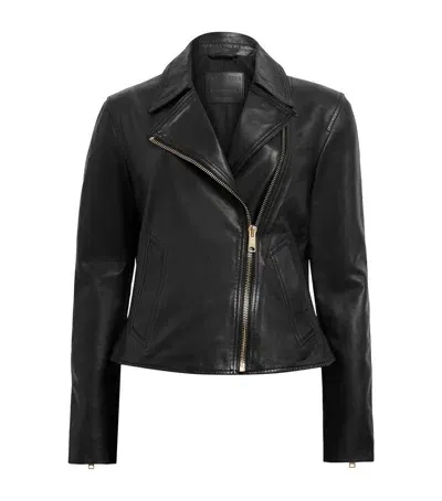 Allsaints Leather Vela Biker Jacket In Black