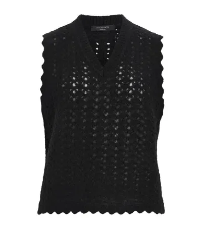 Allsaints Openwork Vivian Sweater Vest In Black