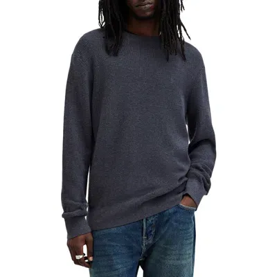 Allsaints Waffle Crewneck Sweater In Smith Blue