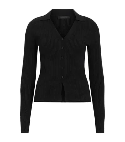 Allsaints Ribbed Cruz Cardigan In Black