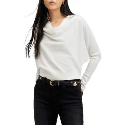 Allsaints Ridley Merino Wool Cowl Neck Sweater In Chalk White