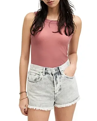 Allsaints Rina Rib-knit Tank In Ash Rose Pink