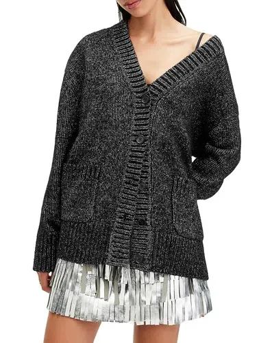 Allsaints Sabrina Rub Knit Cardigan In Black