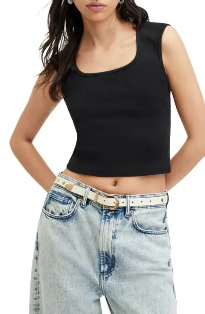 Allsaints Tamir Rib Crop Tank In Black