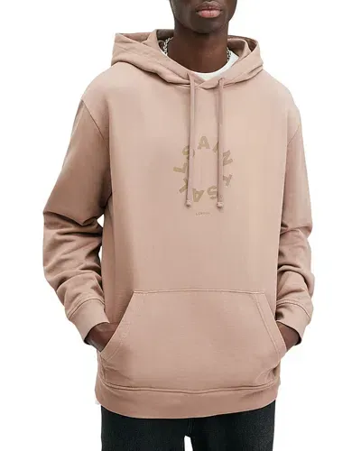 Allsaints Tierra Graphic Logo Hoodie In Moorland Brown