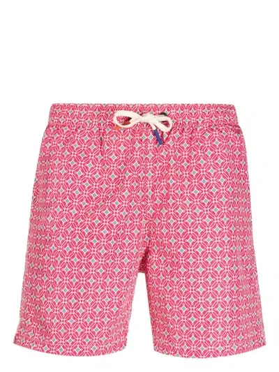 Altea Geometric-print Drawstring Swim Shorts In Pink