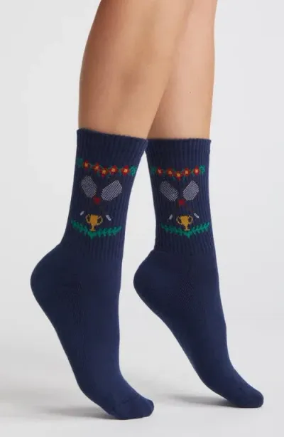 American Trench Center Court Crew Socks In Navy