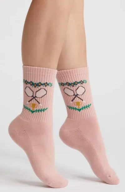 American Trench Center Court Crew Socks In Pink