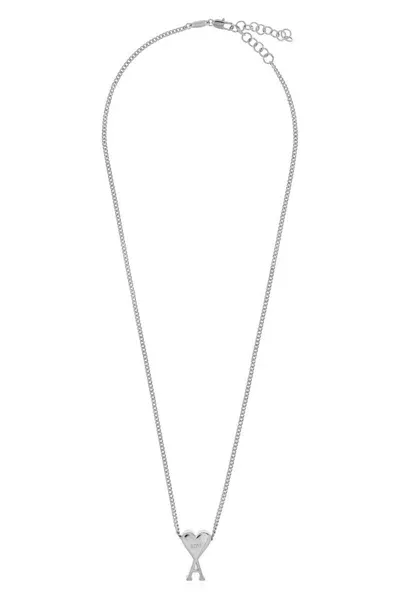 Ami Alexandre Mattiussi Ami Logo Pendant Necklace In Silver