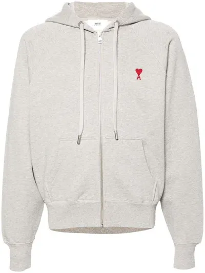 Ami Alexandre Mattiussi Ami De Coeur Hoodie In 0951 Heather Ash Grey