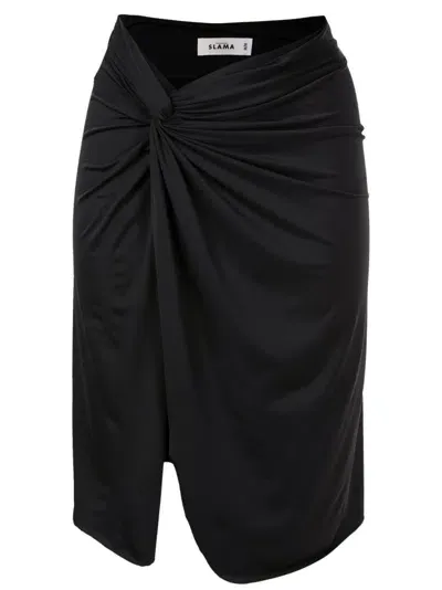 Amir Slama Asymmetric Gathered-detail Skirt In Schwarz