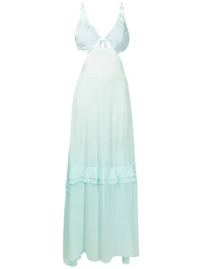 Amir Slama Cut-out Semi-sheer Maxi Dress In Blue