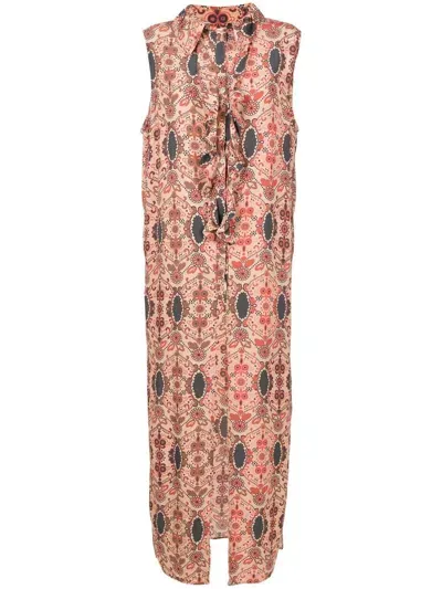 Amir Slama Floral-print Sleeveless Shirt Dress In Multicolour