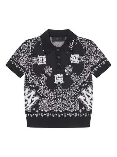 Amiri Kids' Bandana Polo Shirt In Black