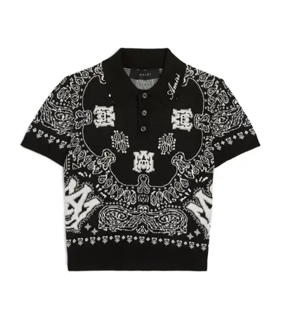 Amiri Kids' Cotton Bandana Polo Shirt In Black